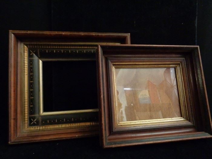Two antique Victorian walnut picture frames