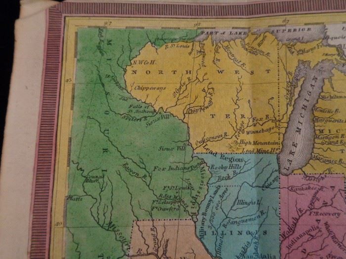 Early 19th C. hand colored map of the U.S.