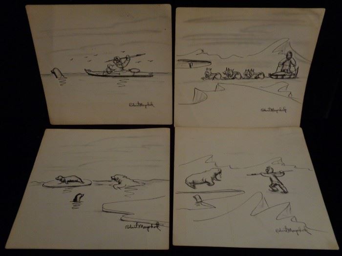 Robert Mayokok drawings on paper, signed