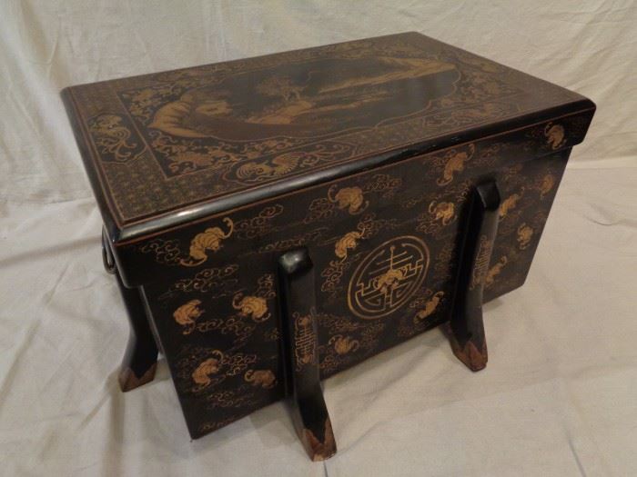 Antique Medji period Japanese Karabitsu lacquer trunk