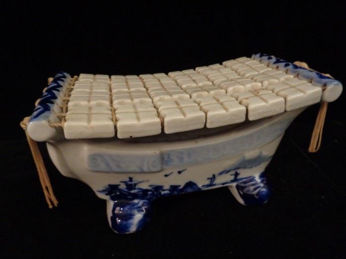 Chinese boat shaped porcelain pillow