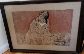Vintage Navajo oil on hide.