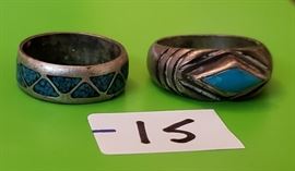Old sterling silver and turquoise rings. 