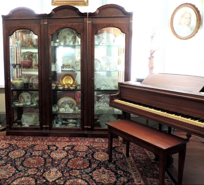 China and Baby Grand Piano (China Cabinet Not for Sale)