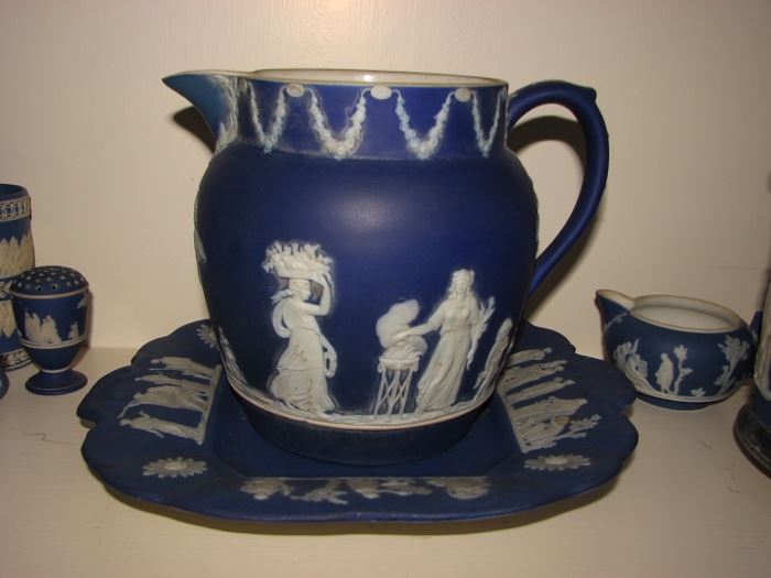 Wedgwood neoclassical pitcher in cobalt blue, 