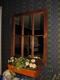 mirrored window cover, planter box