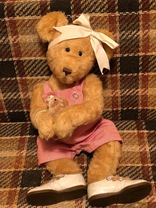 Vintage Teddy Bear; 22" possible Roddy Bear from 1930s.  Jointed legs & arms as well as a head that turns