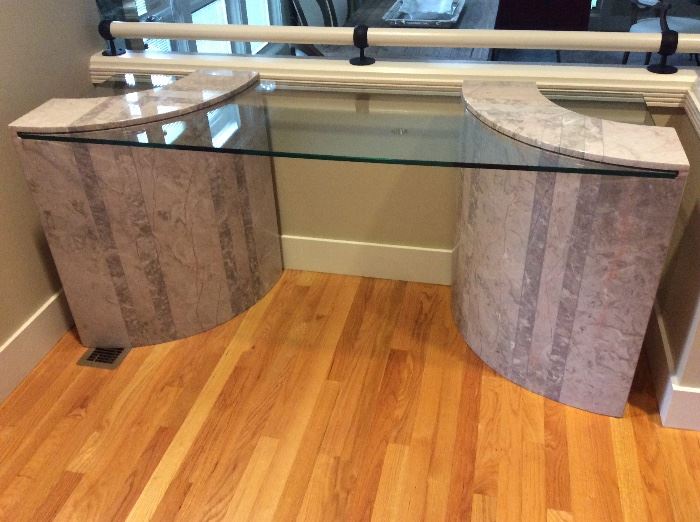 Custom Marble & Glass SofaTable/Entry Table : by Shaw Marble Works
