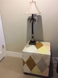 Art Fair, painted end table with Lamp