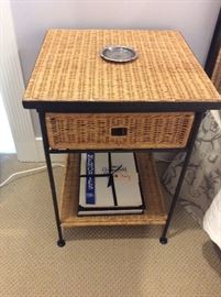 Wicker one drawer end table with lower shelf