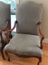 Schubert Design, Hickory & White, Gray Ultra Suede Arm Chairs