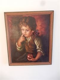 Oil on Canvas - Subject: Young Boy with Apple