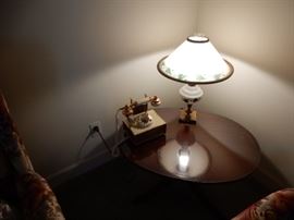 Glass Lamp with Hand-Painted Shade