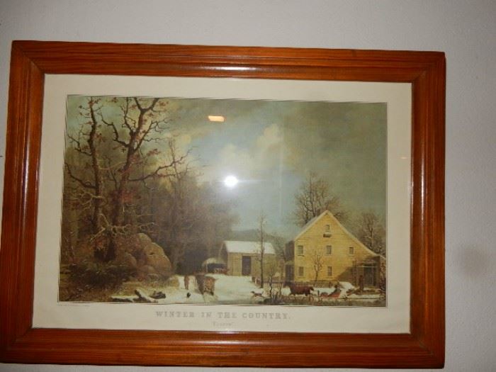 Vintage Framed Print "Winter In The Country"