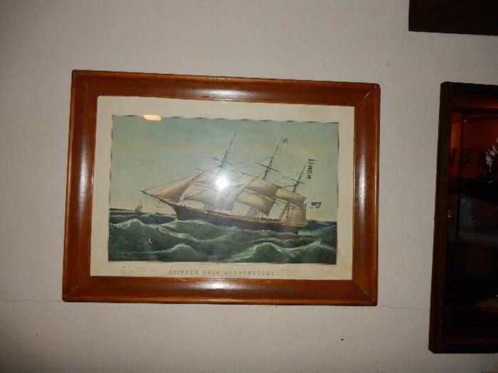 Vintage Print - "Clipper Ship Dreadnought", Framed and Matted