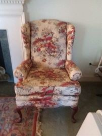 Wing Chair with Trapunto Style Upholstery