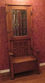 Antique Mission hall tree bench