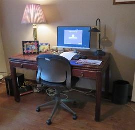 Desk, desktop computer