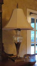 Brass and crystal lamp