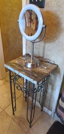 Marble top plant stand/occasional table, lighted mirror