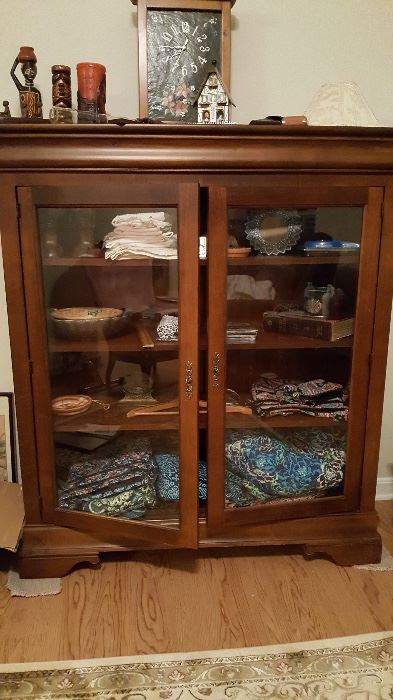 Antique display cabinet and contents