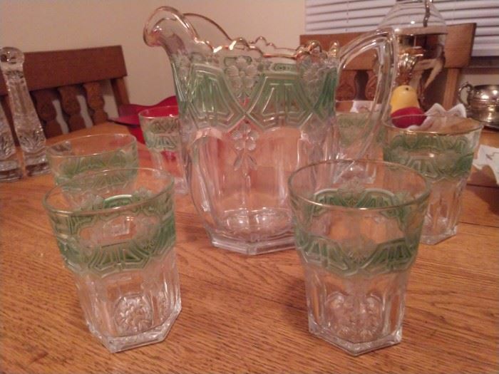 Victorian pitcher and tumbler set