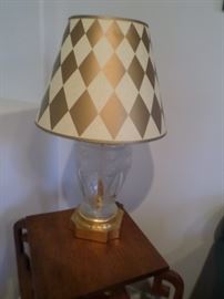 Harlequin Shade on frosted Lalique style Lamp
