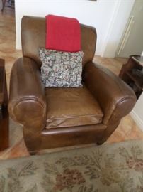 Distressed chair with matching ottoman