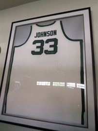 Magic Johnson High School Jersey Signed and Framed