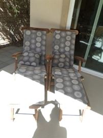 Pr. Teak Patio Loungers with Pads