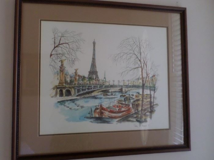 Original Watercolor of Paris signed