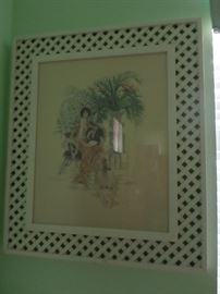 Circa 1975 Signed work in lattice frame