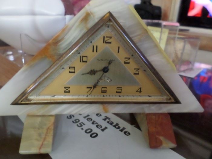 Art Deco Waltham Marble Clock on Marble Base