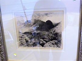 Thomas Moran etching Signed 10" x 12"