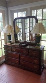 Nice large 7 drawer dresser with mirror, blends with bedroom suite but different manufacture