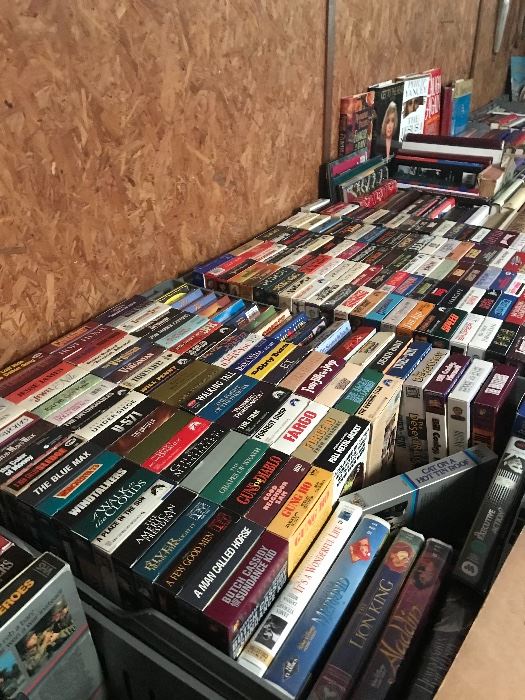 Extensive collection of VHS tapes. 