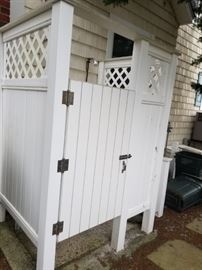 Vinyl outdoor shower enclosure