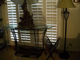 Entry Table, Lamp, magazine Paper rack