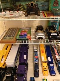 Toy trucks and car models