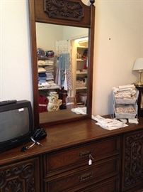Triple dresser and mirror