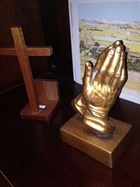 Cross and praying  hands