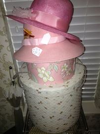 Pink hats; hat boxes