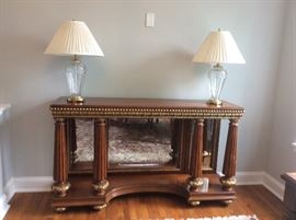 Burled Wood Mirror-Back Console