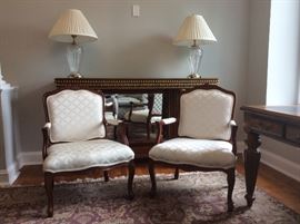 Pair French Open-Arm Chairs