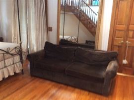 Brown Velvet Upholstered Sofa
