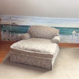 Gray Damask Double Chaise Lounges