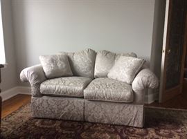 Gray Silk Damask Loveseat