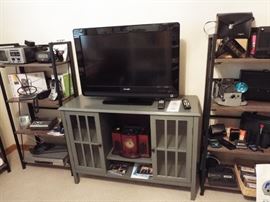 Sony 32" Bravia Flat Screen TV and Vintage Style Emerson CD player with AM/FM radio