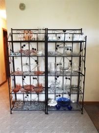 Pink depression glass, crystal and china