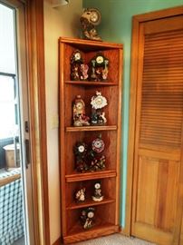 Oak corner unit and figural clock collection